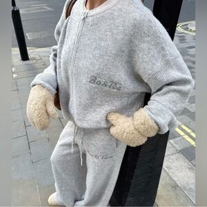 Bo and Tee heather grey knit jumper and pants set